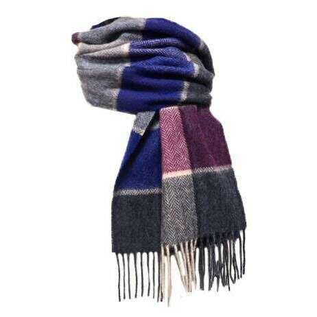 Purple/Navy/Beige Knightsbridge Neckwear Herringbone Pure Wool