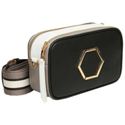 Alice Wheeler London Pimlico Honeycomb Tricolour Cross Body Bag - Black/Grey/White