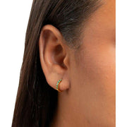 Beginnings Crystal Hoop Earrings - Gold/Emerald Green