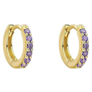 Beginnings Crystal Hoop Earrings - Gold/Purple