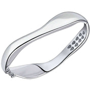 Beginnings Organic Wave Statement Hinged Bangle - Silver