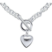 Beginnings Puff Heart T-Bar Chain Bracelet - Silver