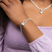 Beginnings Puff Heart T-Bar Chain Bracelet - Silver