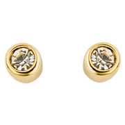 Beginnings Small Clear Crystal and Yellow Gold Plating Stud Earrings - Gold