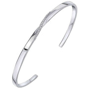 Beginnings Twist Open CZ Bangle - Silver