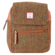 Das Impex Harris Tweed Small Leather Backpack - Tan/Brown/Green