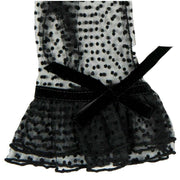 Dents Caroline Double Cuff and Bow Spotty Tulle Gloves - Black