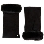 Dents Eva Trim Fingerless Suede Mittens - Black