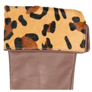 Dents Maya Ponyskin Leopard Print Cuff Leather Gloves - Chestnut Brown