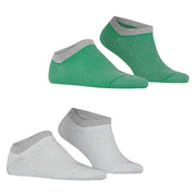 Esprit Allover Stripe 2 Pack Sneaker Socks - Green/Grey/White