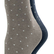 Esprit Fine Dot 2 Pack Socks - Grey/Navy