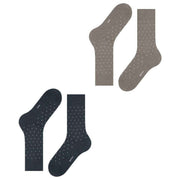 Esprit Fine Dot 2 Pack Socks - Grey/Navy