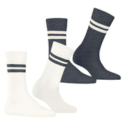 Esprit Tennis Stripe 2 Pack Socks - Black/White