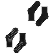 Falke Happy Stripe 2 Pack Socks - Black