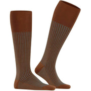 Falke Oxford Stripe Knee High Socks - Terracotta Brown