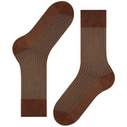 Falke Oxford Stripe Socks - Terracotta Brown