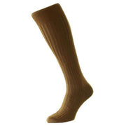 Pantherella Danvers Cotton Fil D'Ecosse Over the Calf Socks - Mid Brown