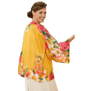 Powder Impressionist Floral Kimono Jacket - Mustard Yellow