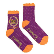 Powder Letter M Ankle Socks - Purple