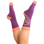 Powder Letter M Ankle Socks - Purple