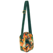 Powder Painted Palms Velvet Crossbody Bag - Orange