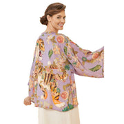 Powder Prancing Tiger Kimono Jacket - Lilac Purple