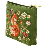 Powder Scandinavian Fox Velvet Mini Pouch - Green