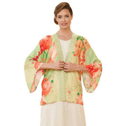 Powder Watercolour Orchids Kimono Jacket - Light Green