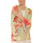 Powder Watercolour Orchids Kimono Jacket - Light Green