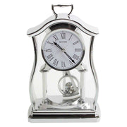 Rhythm Collumned Design Roman Dial Mantel Clock - Silver