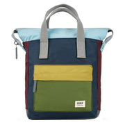 Roka Bantry B Small Creative Waste Colour Block Recycled Nylon Backpack - Navy/Green/Yellow