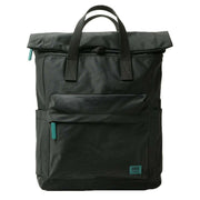 Roka Canfield B Medium All Black Recycled Nylon Backpack - Black/Teal