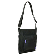 Roka Kennington B Medium All Black Recycled Nylon Crossbody Bag - Black/Simple Purple