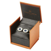 Simon Carter Petal Brushed Cufflinks - Silver/Navy