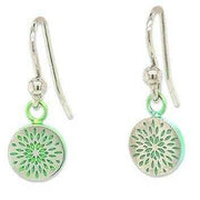 Ti2 Titanium Floral Print Drop Earrings - Green