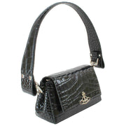 Vivienne Westwood Emboss Croc Leather Hazel Small Handbag - Black