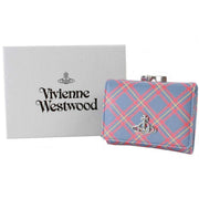 Vivienne Westwood Tartan Printed Saffiano Small Frame Purse - Blue/Orange