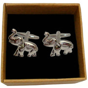 Bassin and Brown Elephant Cufflinks - Silver