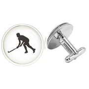 Bassin and Brown Hockey Player Cufflinks - White/Black