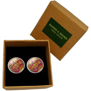 Bassin and Brown Paisley Cufflinks - Wine/Yellow