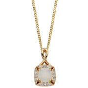 Elements Gold Opal and Diamond Pendant - Gold/Clear