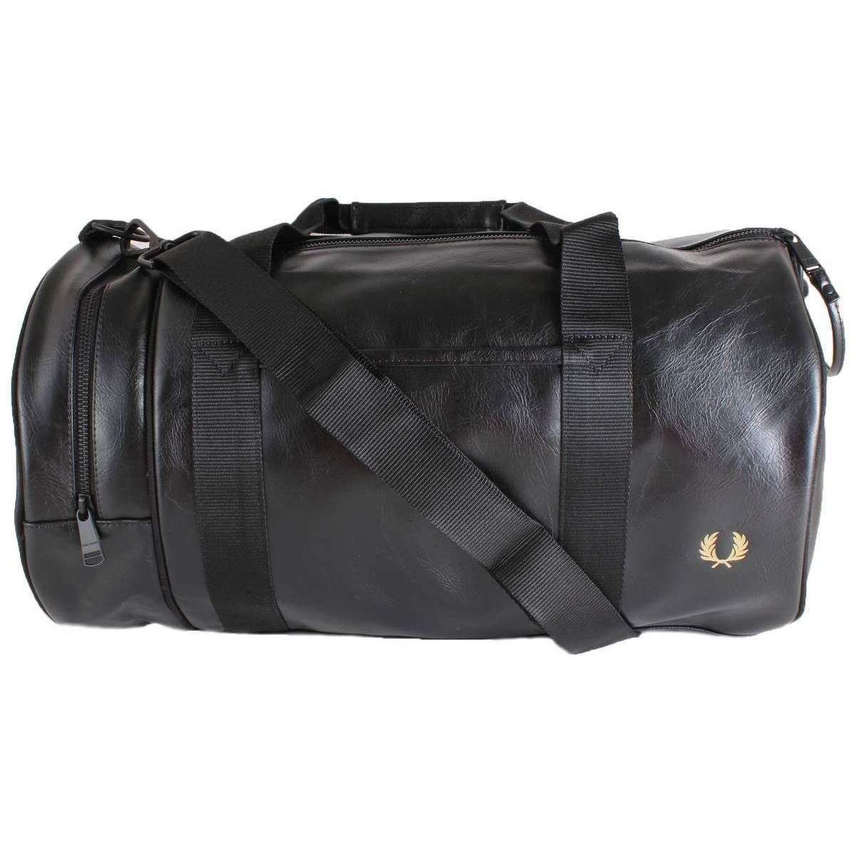 Fred Perry Tonal Barrel Bag - Black | Black Bag | KJ Beckett
