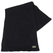 Lacoste Ribbed Wool Scarf - Black