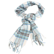 Locharron of Scotland Beau Stewart Blue Dress Cashmere Scarf - Cream/Blue