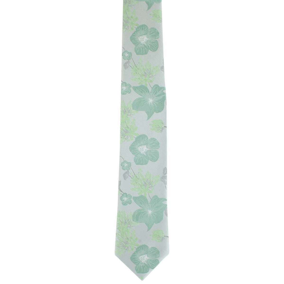 Mens Green Michelsons of London Oversized Floral Polyester Tie and