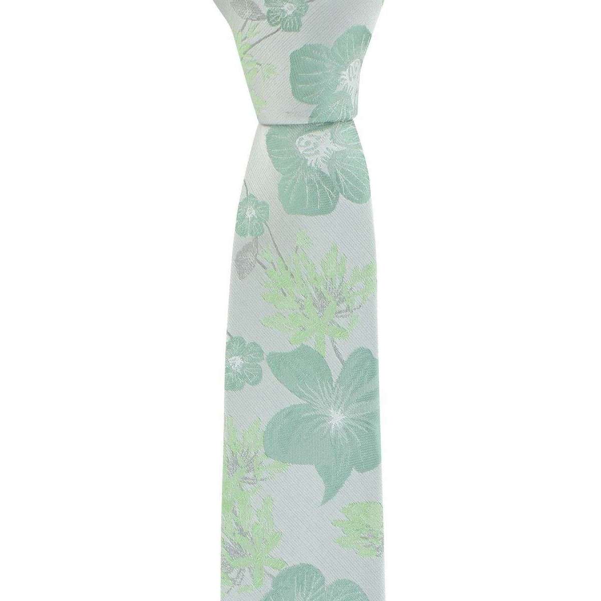 Mens Green Michelsons of London Oversized Floral Polyester Tie and