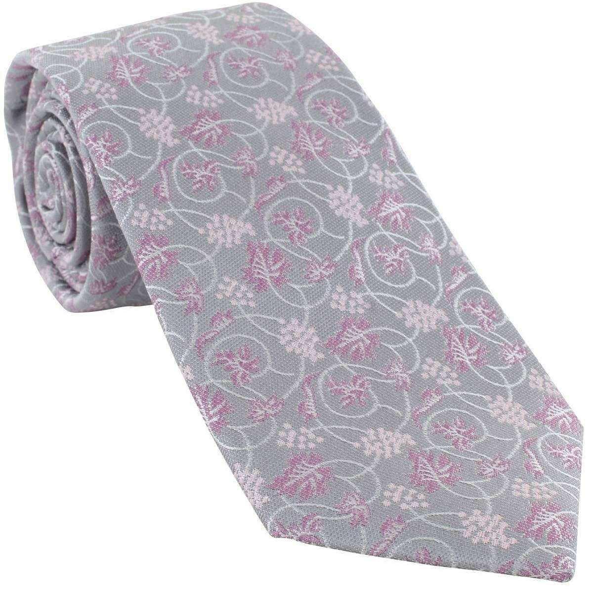 Silver/Pink Mens Michelsons of London Trailing Vine Floral Silk Tie ...