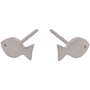 Ti2 Titanium Fish 7mm Stud Earrings - Natural Brushed