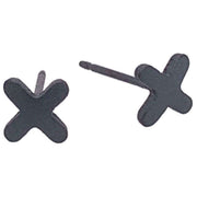 Ti2 Titanium Plus Shape 7mm Stud Earrings - Black