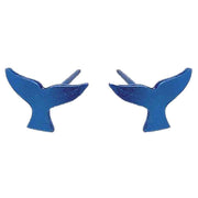 Ti2 Titanium Whale Tail 9mm Stud Earrings - Dark Blue